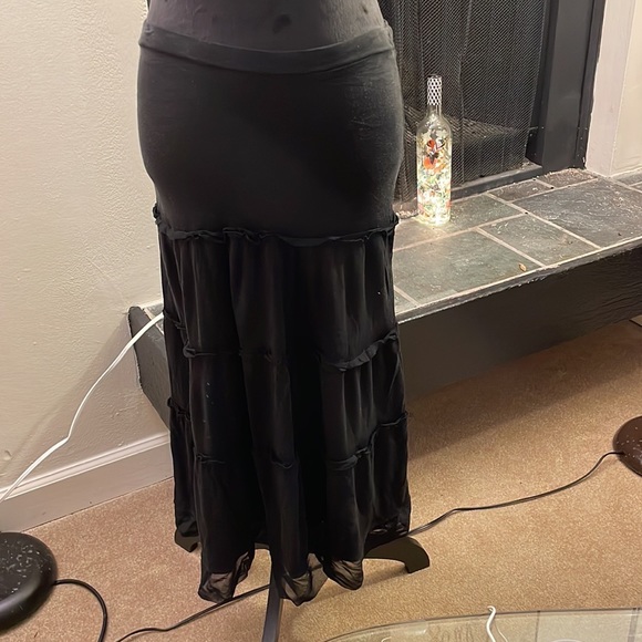 Ann Taylor Loft Black Maxi Ruffle Skirt - Picture 2 of 12